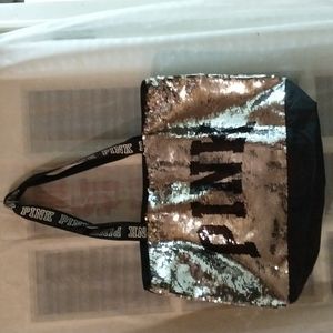 Victoria Secret PINK Silver Sequined Bag 21"x15"